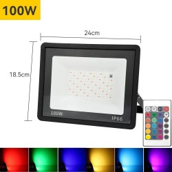 PROJECTEUR RGB 100W AVEC COMMANDE FLOOD LIGHT IP66