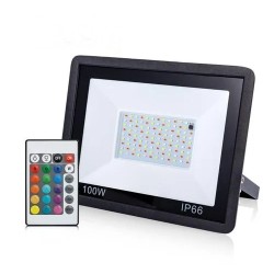 PROJECTEUR RGB 100W AVEC COMMANDE FLOOD LIGHT IP66
