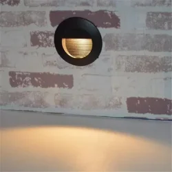 SPOT CONTRE MARCHE ENC ALU ROND 3W LED NOIR IP65 WW